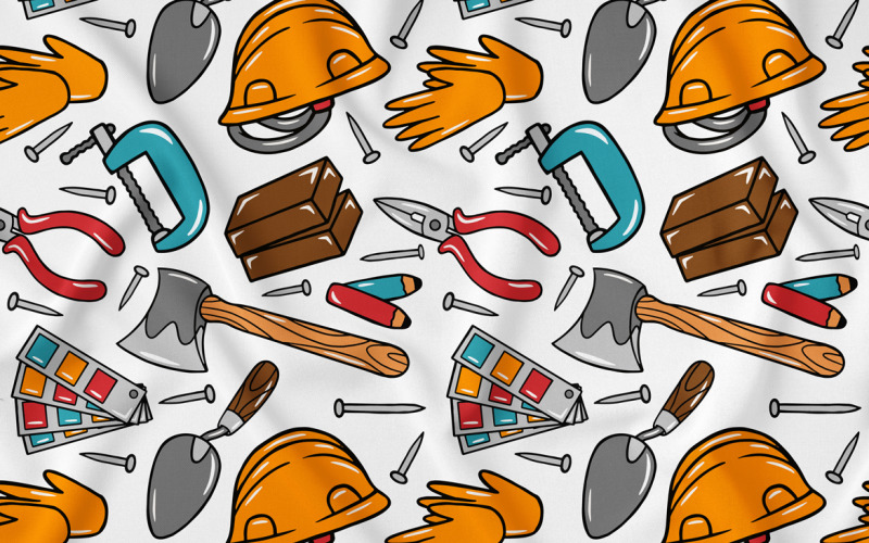 Constructeur Kawaii Doodle Seamless Pattern 01