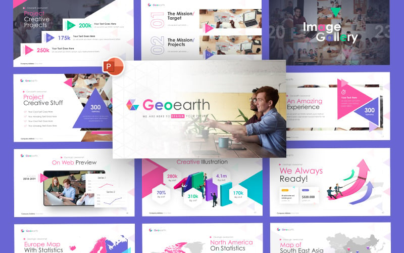 Geoearth többcélú üzleti PowerPoint sablon
