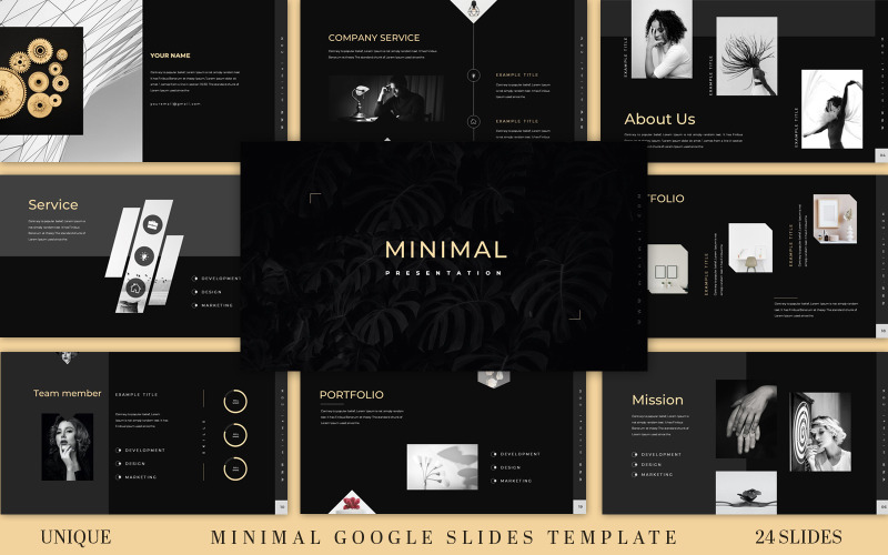 Schone zwarte Google Slides-sjabloon