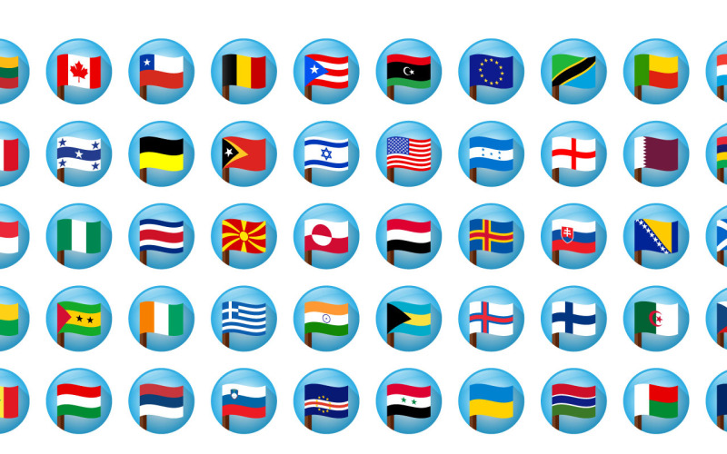 世界各国国旗彩色矢量图标