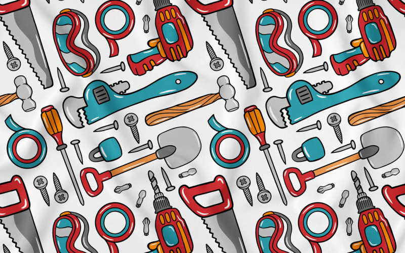 Constructeur Kawaii Doodle Seamless Pattern 03