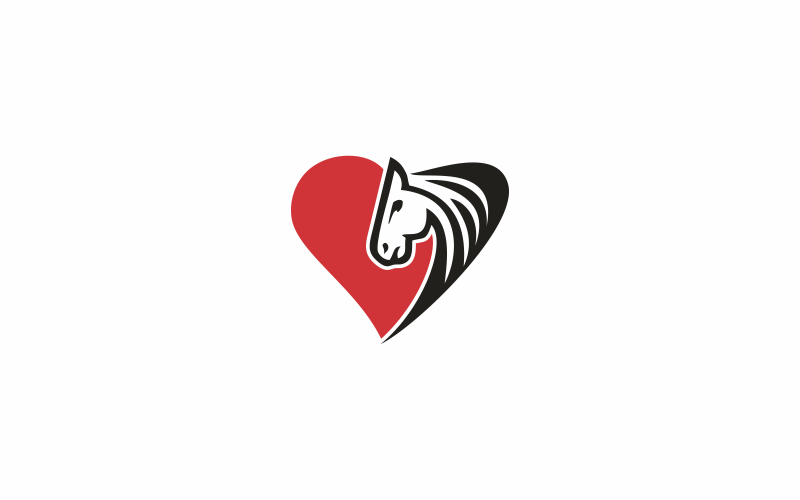 Modèle de logo abstrait d'amour de cheval