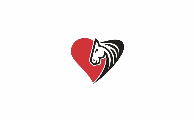 Modelo de logotipo abstrato de amor de cavalo