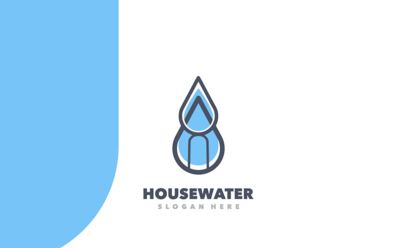 Modelo de logotipo simples de água de casa