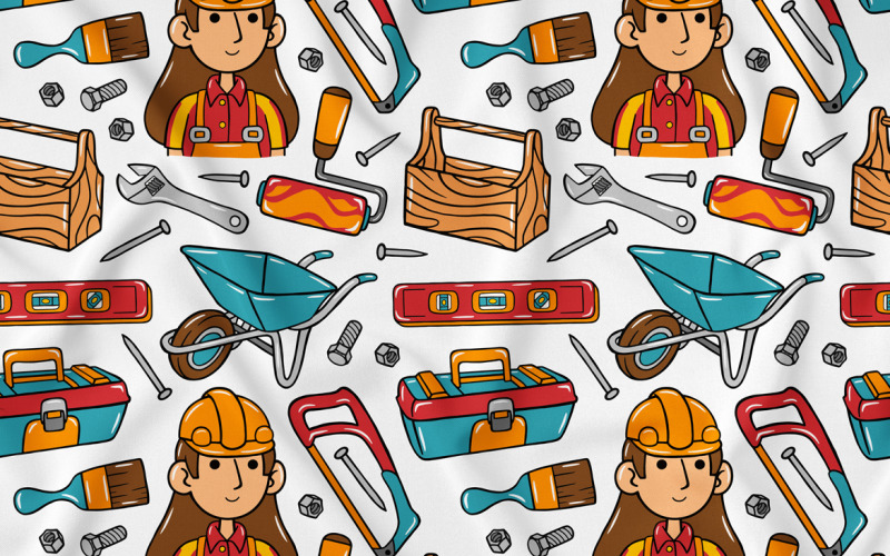 Oluşturucu Kawaii Doodle Dikişsiz Desen 04