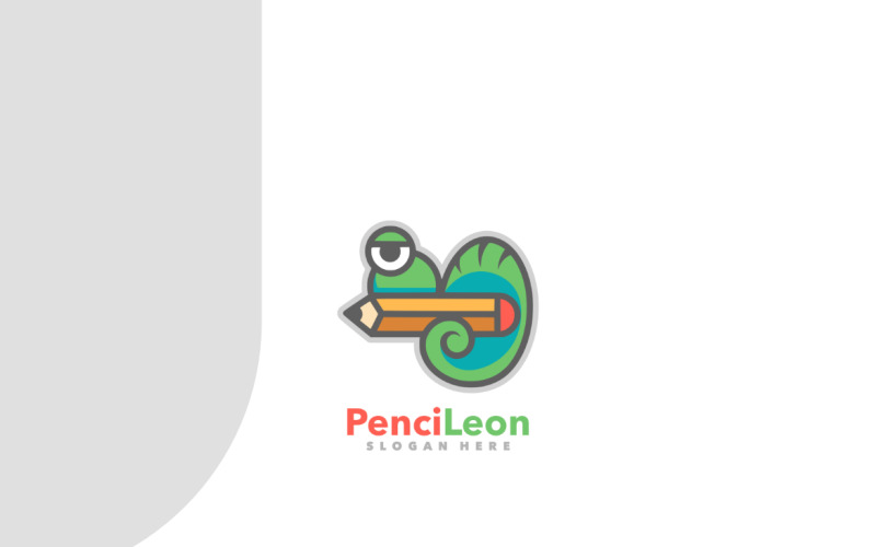 Prosty szablon logo ołówka kamleona
