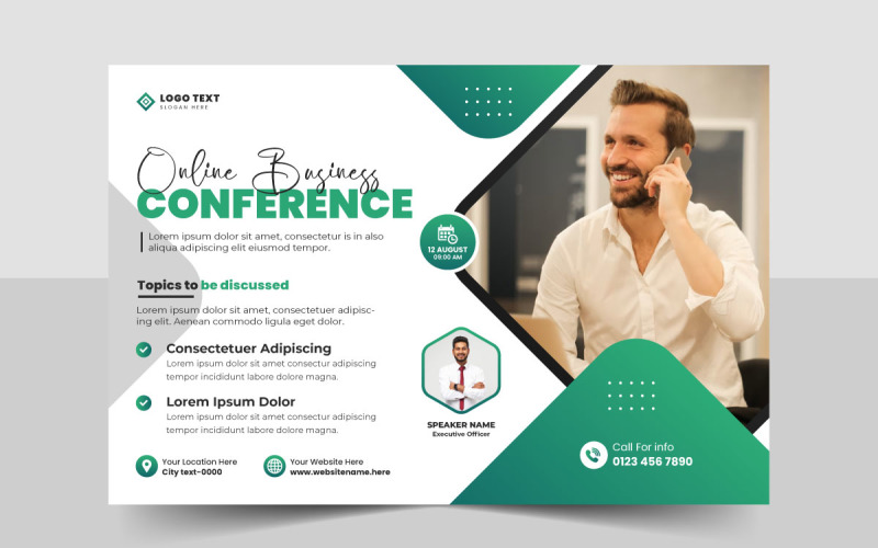 Absztrakt üzleti technológiai konferencia szórólap és vállalati esemény meghívó banner sablon design