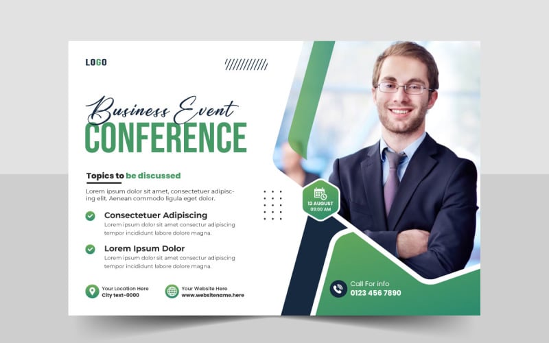 Flyer de conférence d'événement de technologie d'entreprise et conception de modèle de bannière d'invitation à un événement