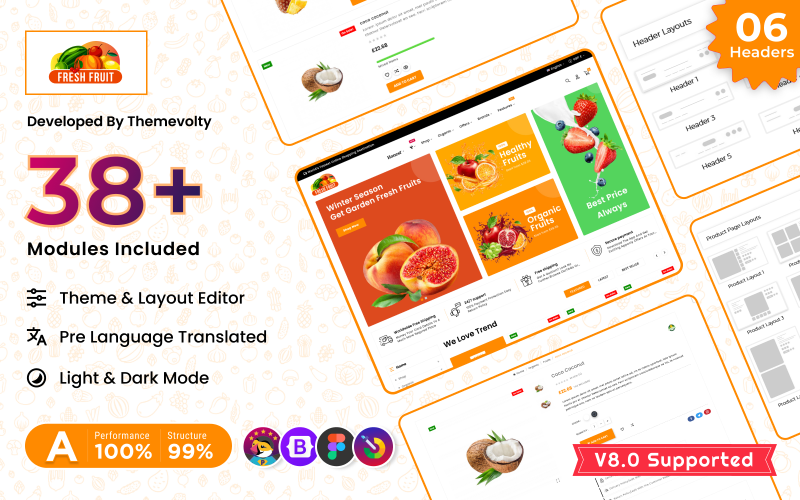 Fresh Fruit – Tienda de frutas Premium Responsive PrestaShop 8.0 Theme