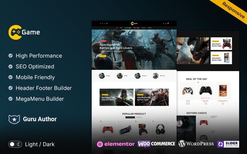 Gamestore – тема онлайн-ігри Elementor WooCommerce