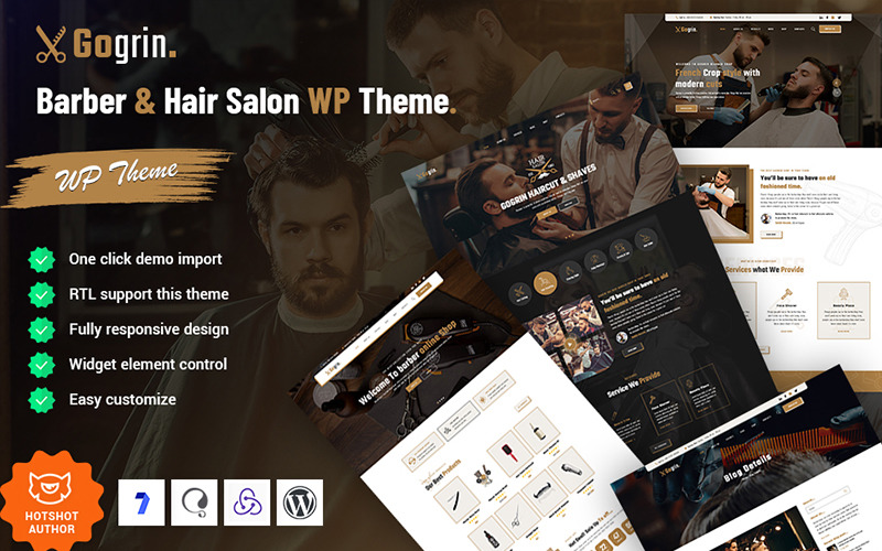Gogrin - Barber & Hair Salon WordPress 主题
