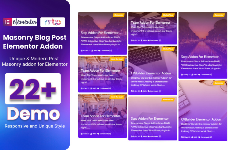 Masonry Blog Post Elementor için WordPress Eklentisi