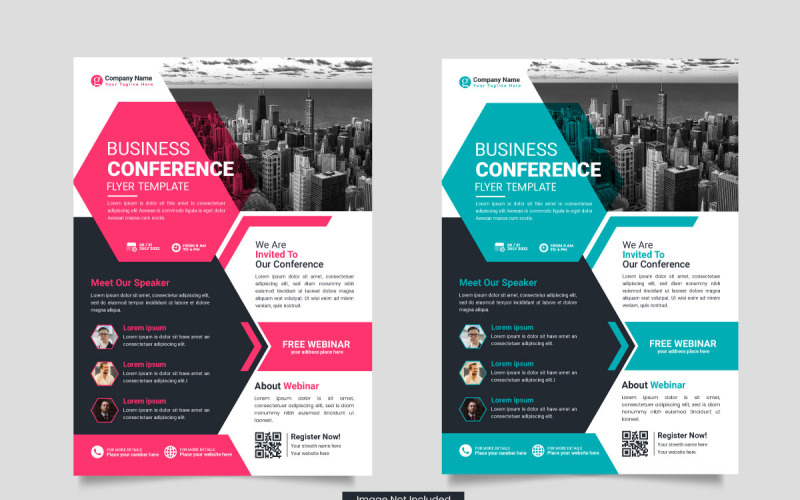 Modelo de panfleto de conferência de negócios corporativos vetoriais ou conferência de webinar de negócios ao vivo