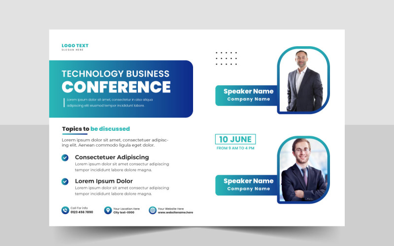 Online business konferens flygblad och företagsevenemang inbjudan banner mall design