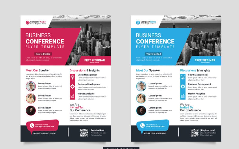 Vektorové firemní obchodní konference leták šablona nebo obchodní webinář konference banner