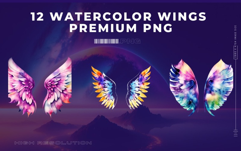 Acuarela Alas Premium PNG fondo