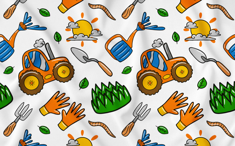 Agriculture Kawaii Doodle Seamless Pattern 03