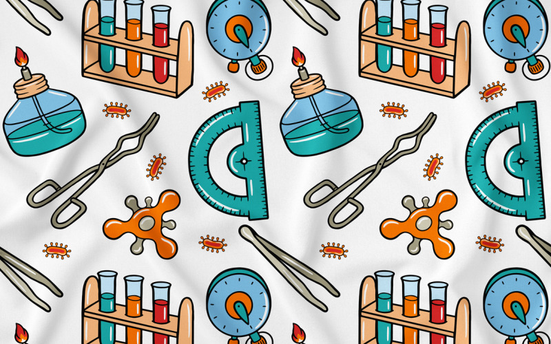 Bilim Kawaii Doodle Dikişsiz Desen 03