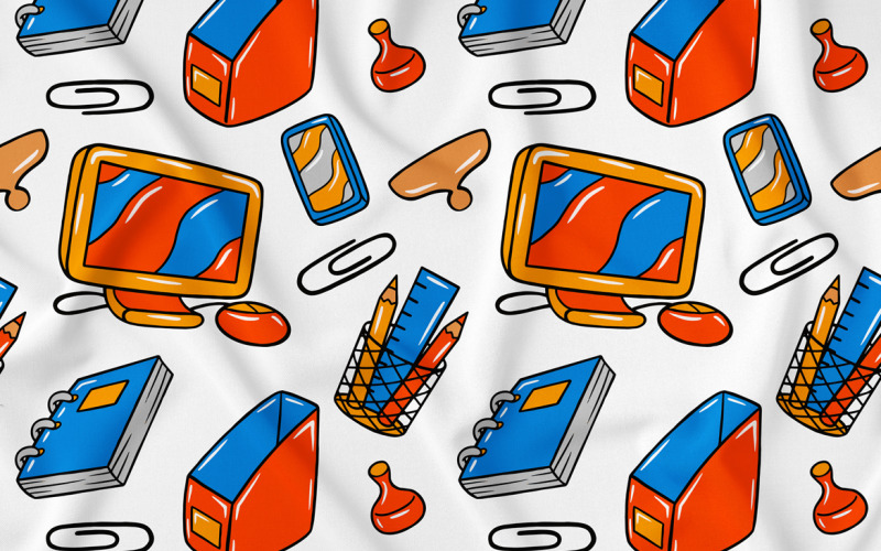 Biznes Kawaii Doodle bezszwowy wzór 03