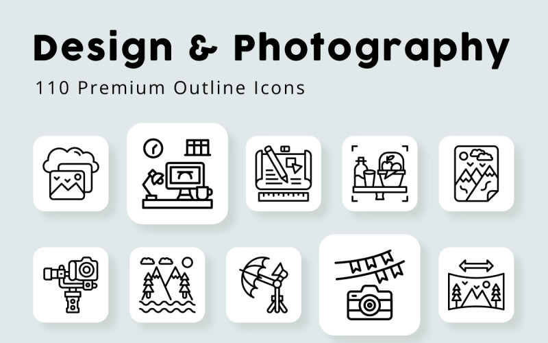 Design en fotografie overzicht iconen