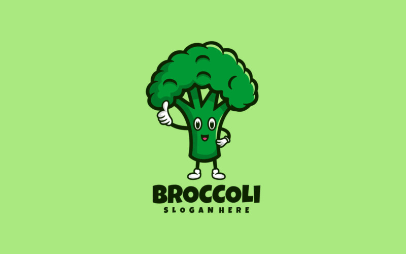 Estilo de logotipo de dibujos animados de brócoli