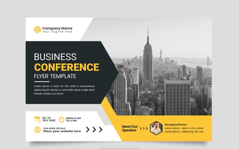 firemní horizontální obchodní konference leták šablona nebo obchodní živý webinář konference koncept