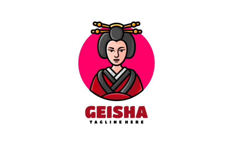 Geisha mascotte Cartoon-logo