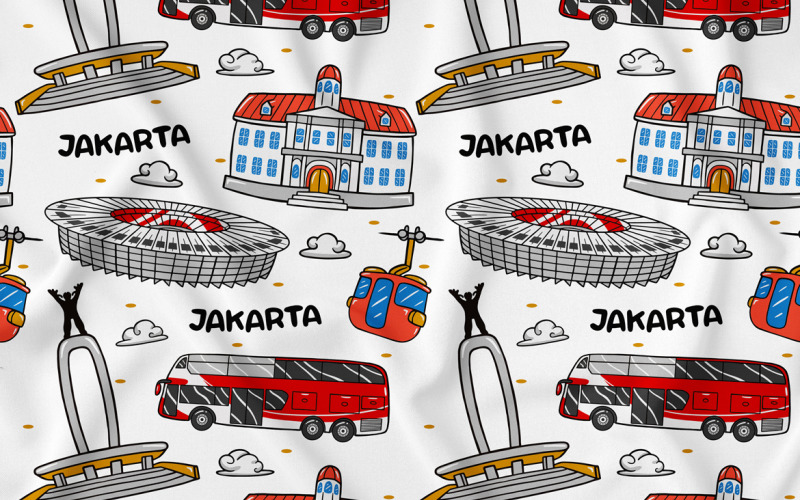 Jakarta Kawaii Doodle naadloze patroon 01