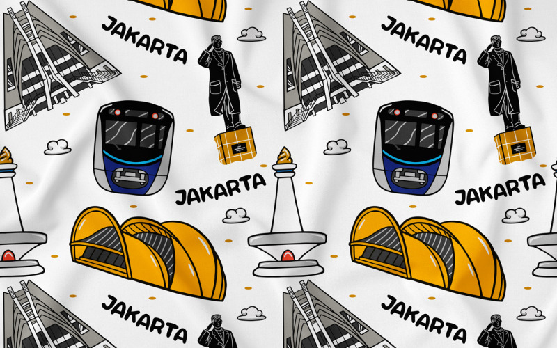 Jakarta Kawaii Doodle naadloze patroon 03
