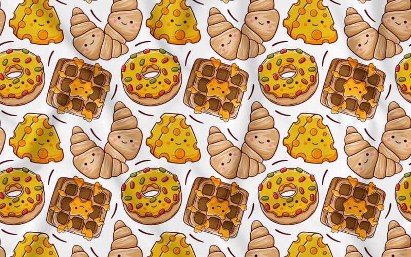 Kawaii Kahvaltı Dikişsiz Desen #03