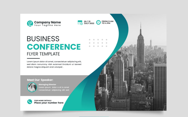 Шаблон листівки для корпоративної горизонтальної бізнес-конференції або дизайн бізнес-конференції для веб-семінару