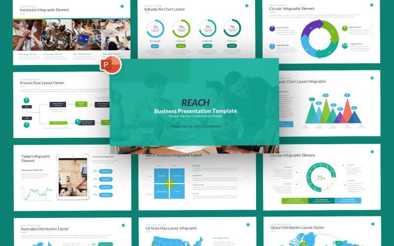Alcançar modelo de PowerPoint de negócios