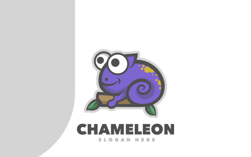Chameleon purple cute logo template