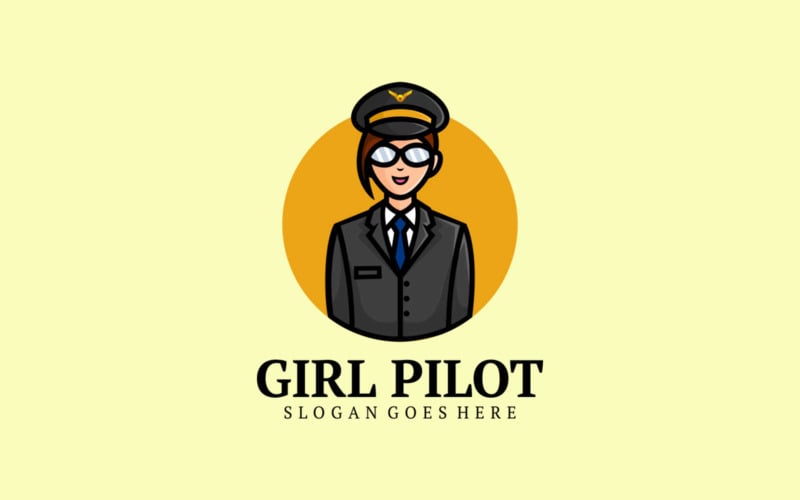 Ragazza Pilot Cartoon Logo Style