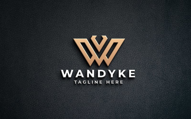 Wandyke bokstav W logotyp mall