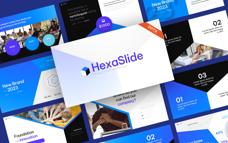 Modelo de PowerPoint de Apresentação de Negócios HexaSlide