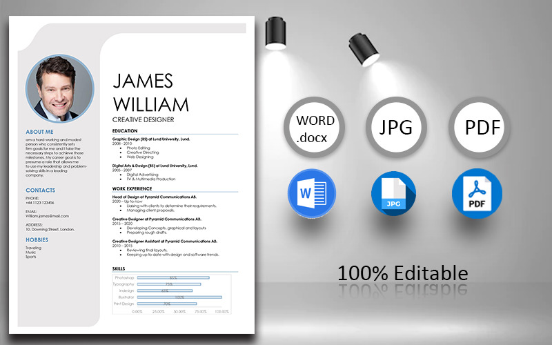 Prosty, atrakcyjny, profesjonalny szablon CV do wydrukowania