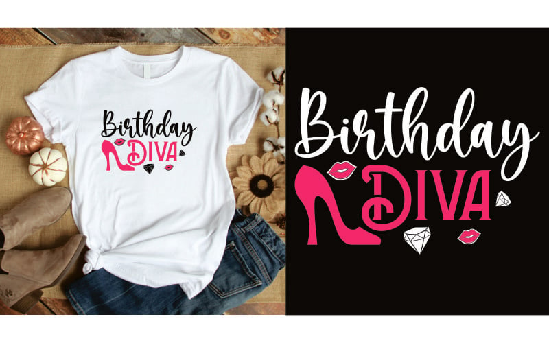 ziek Compatibel met Draai vast Birthday diva shirt design #323430 - TemplateMonster