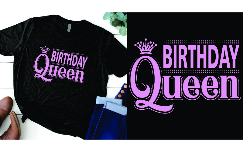 Birthday queen design for t shirt with crown