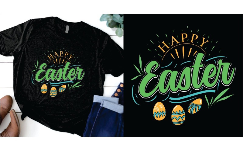 Feliz Pascua con diseño de camiseta de huevos.