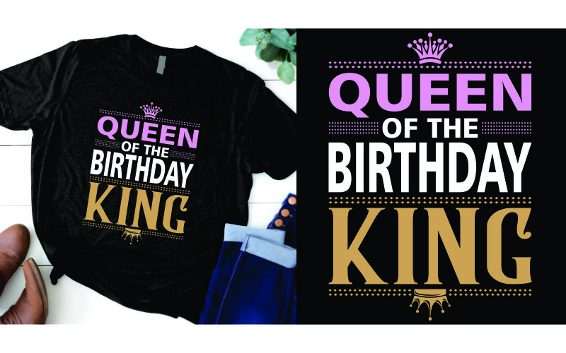 Regina del design della maglietta del re del compleanno