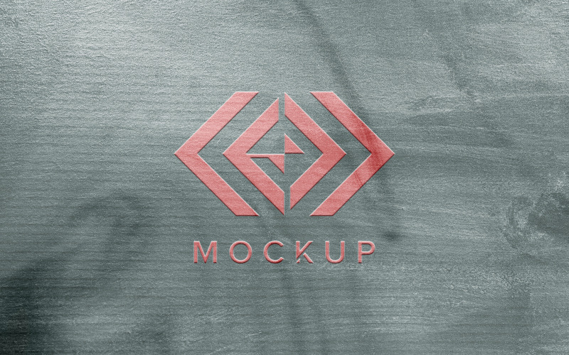 Roze logo mock up met een grijs papier textuur achtergrond
