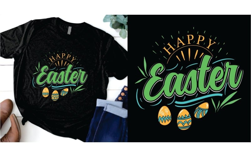 Vrolijk Pasen met eieren T-shirt Design