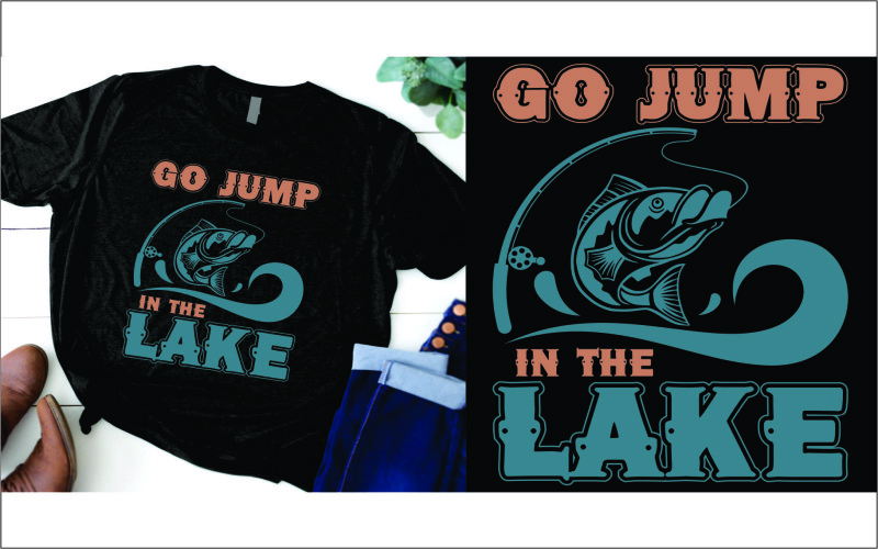 Gå och hoppa i sjön T-shirt, båtliv, fiske, kajakpaddling T-shirt