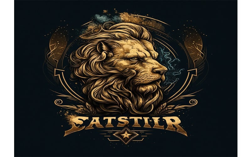 Lion logo t shirt template design Royalty Free Vector Image
