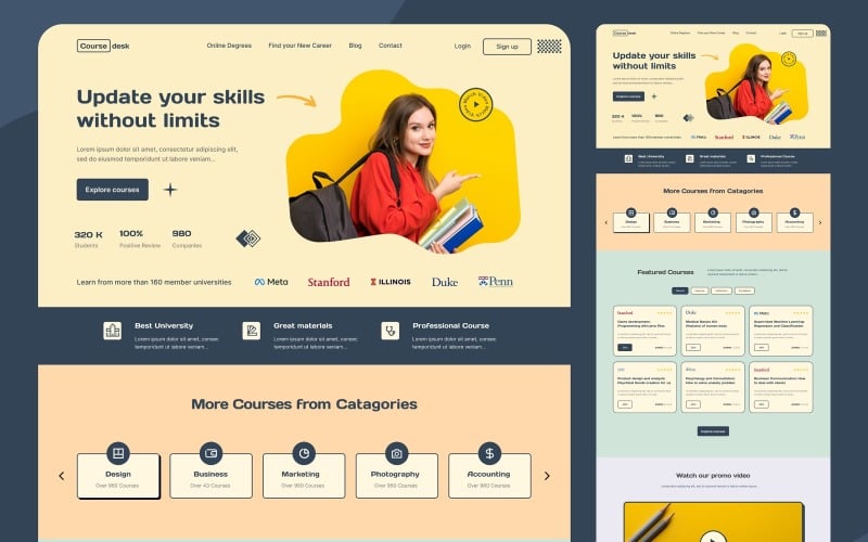 Online Education or E-learning Platform Online Courses Template