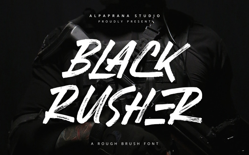 Czarny Rusher — czcionka pędzla