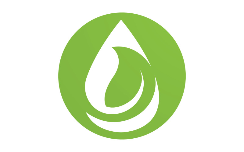 Goutte d'eau et feuilles fraîches nature écologie énergie logo v25