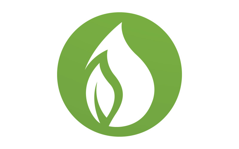 Vattendroppar och löv färsk natur ekologi energi logo v33