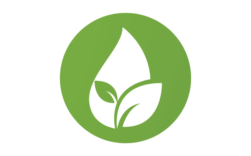 Waterdrop en blad verse natuur ecologie energie logo v46